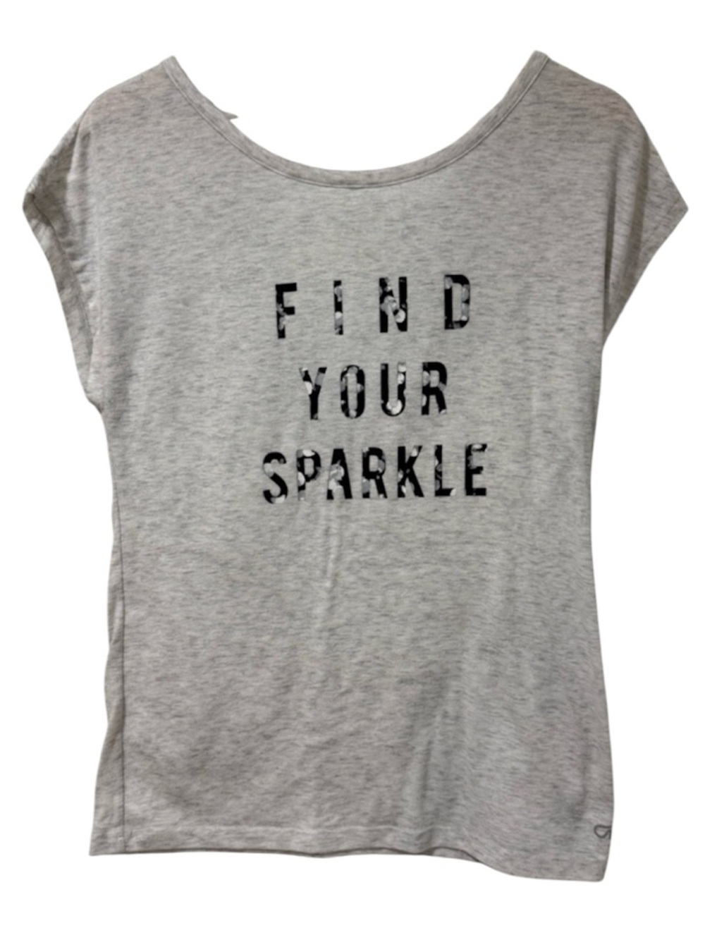 Gap Fit Gray “Find Your Sparkle” Cool Dry Cap Sleeve Graphic Tee